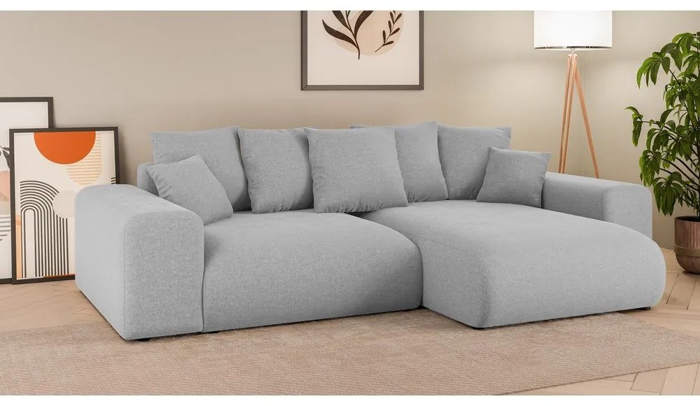 Colțar gri deschis extensibil/cu spațiu de depozitare (cu colț variabil) Luma – Ropez