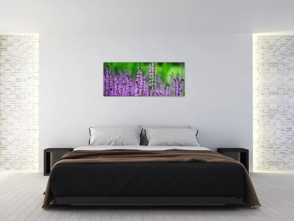 Tablou cu flori de luncă violete (120x50 cm)
