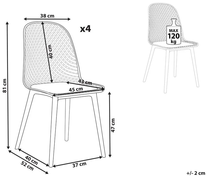 Set 4 buc scaun tip bar Erielle (roz). 1078734