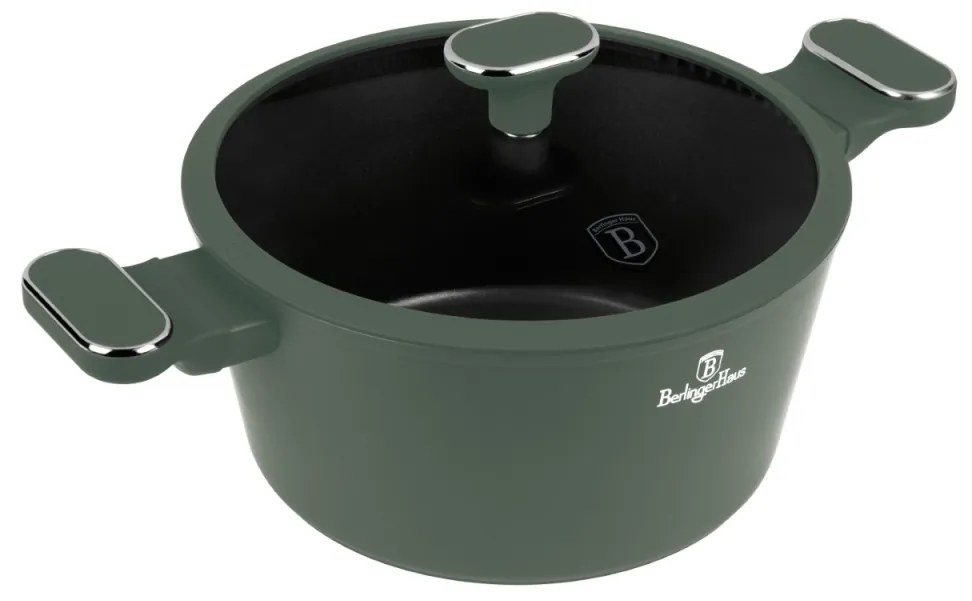 Oala aniaderenta cu interior titan 24 cm Green Matte Collection Berlinger Haus BH 8201