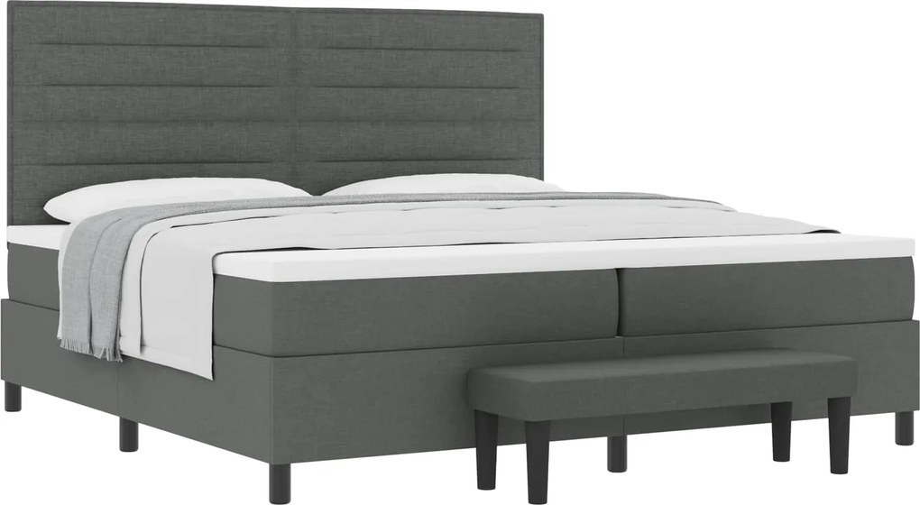 vidaXL Pat cu arcuri cu saltea Gri închis 200 x 200 cm țesătură