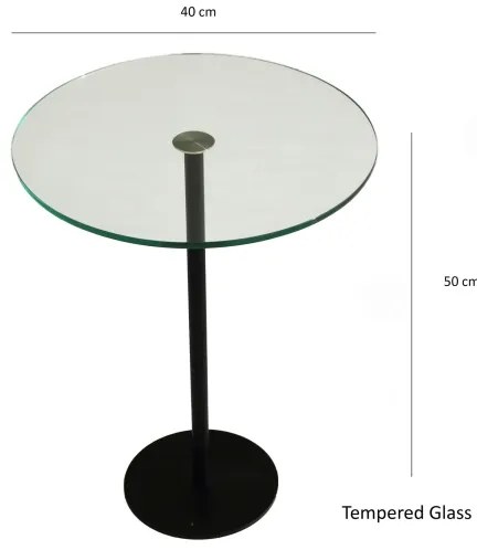 Măsuță laterală SOCIAL 50x40 cm negru/transparent