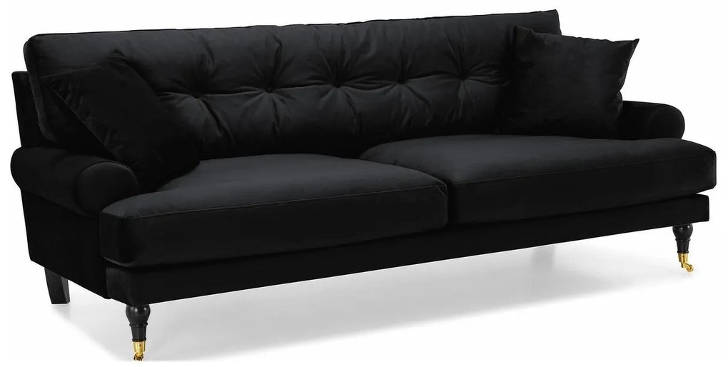 Canapea Seattle E134Numărul de locuri: 3, Negru, 222x100x87cm, Tapiterie, Picioare: Role, Lemn