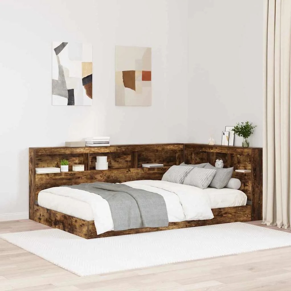 vidaXL Tăblie de depozitare cu raft Stejar afumat 120 cm Lemn compozit