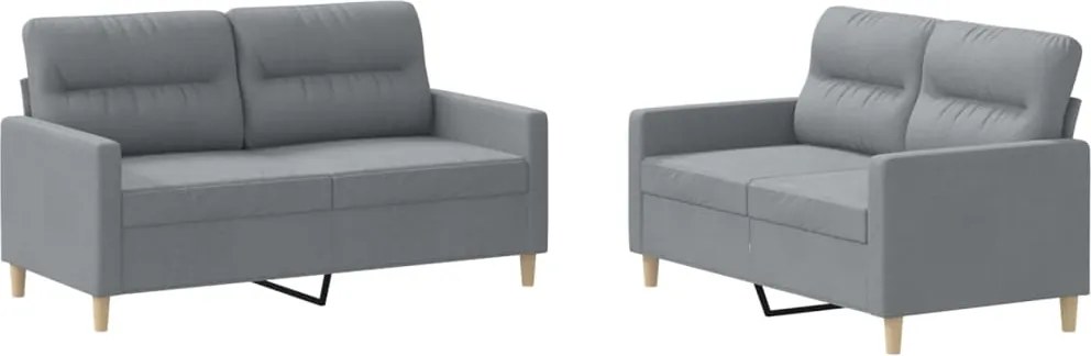 vidaXL Set de canapele cu perne, 2 piese, gri deschis, textil
