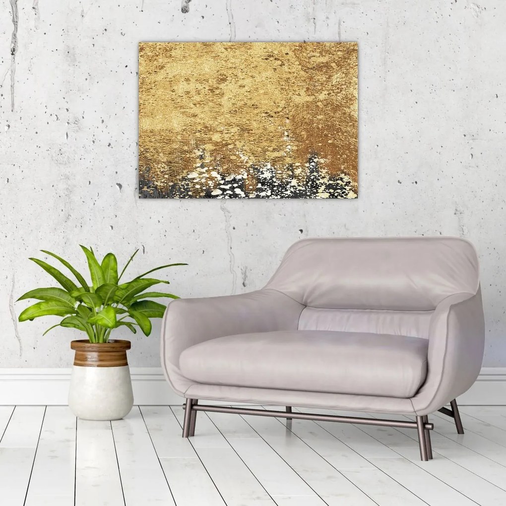 Tablou pe sticlă - Structura de aur N⁰3 (70x50 cm)