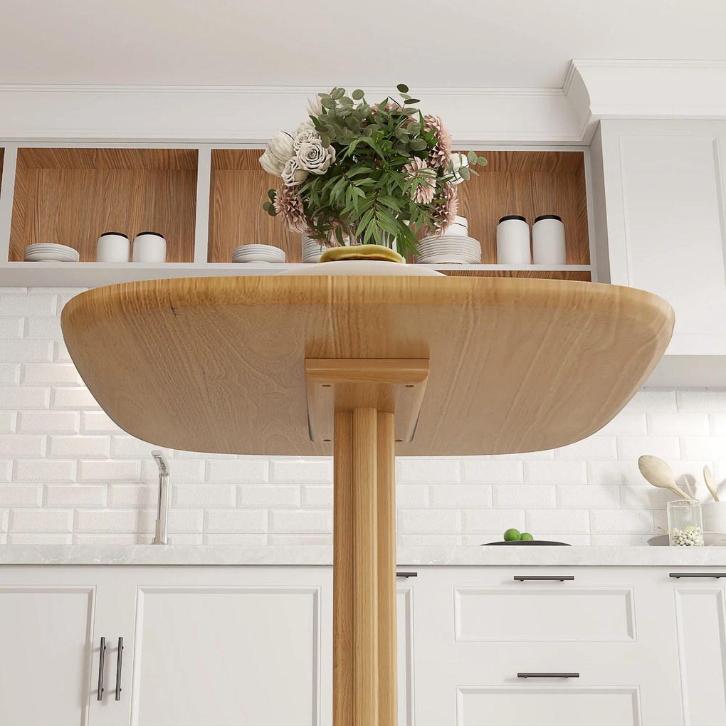HOMCOM Masă de dining pentru 4 persoane masă de bucătărie stil modern cu blat aspect lemn, 70 x 70 cm, lemn natural | Aosom Romania