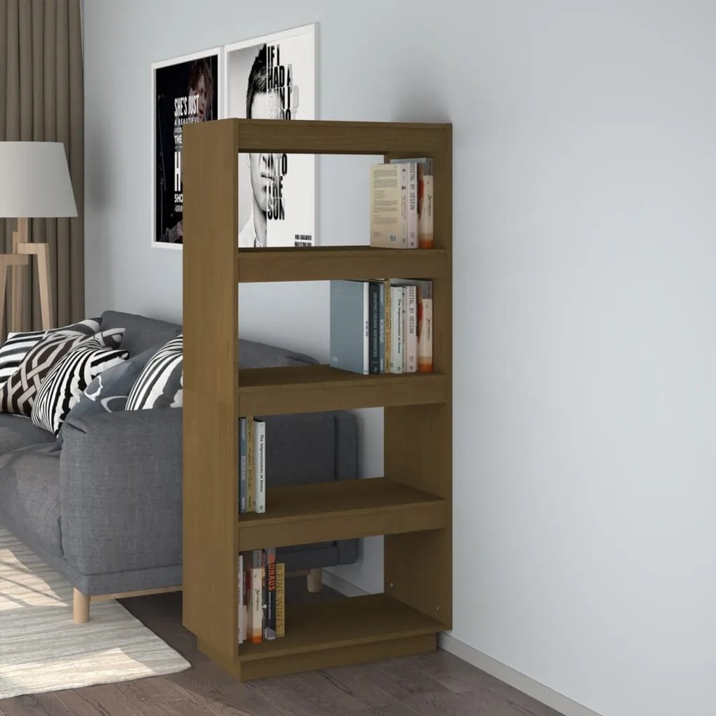 810872 vidaXL Bibliotecă/Separator cameră, maro miere, 60x35x135 cm lemn pin