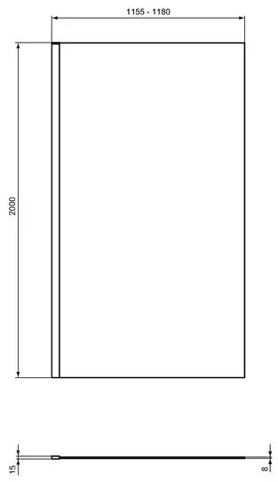 Paravan de dus tip Walk-in Ideal Standard i.life 120x200 cm sticla 8 mm argintiu