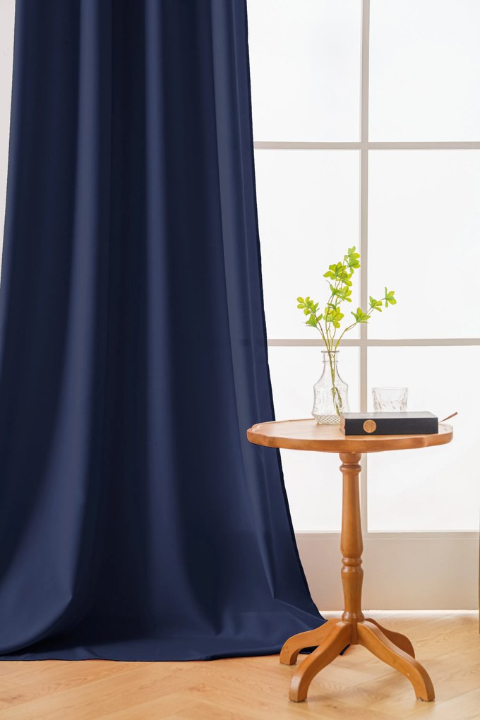 Draperie albastru inchis OXFORD LIGHT 140x250 cm Agatat: Inele metalice