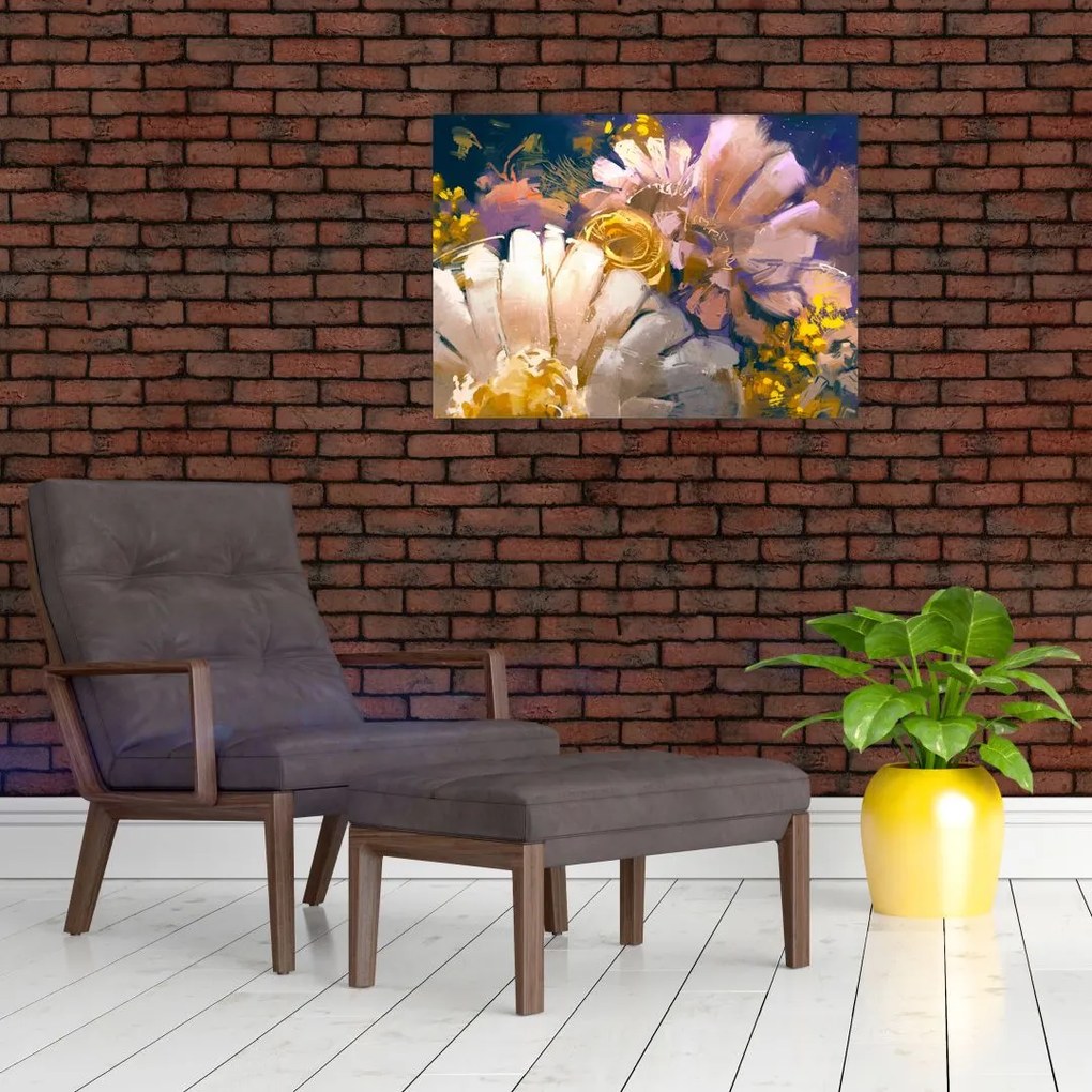 Tablou pe sticlă - Flori (70x50 cm)