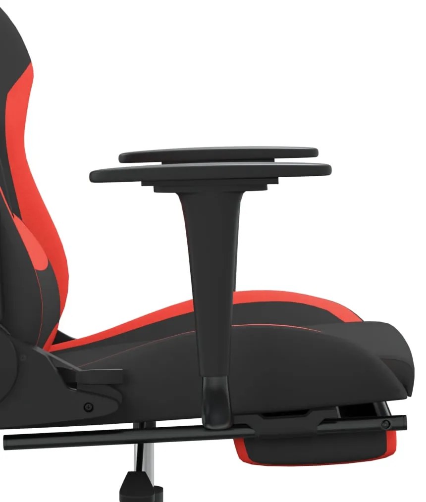 Scaun de gaming pivotant cu taburet, negru si rosu, textil 1, Rosu, Cu suport de picioare