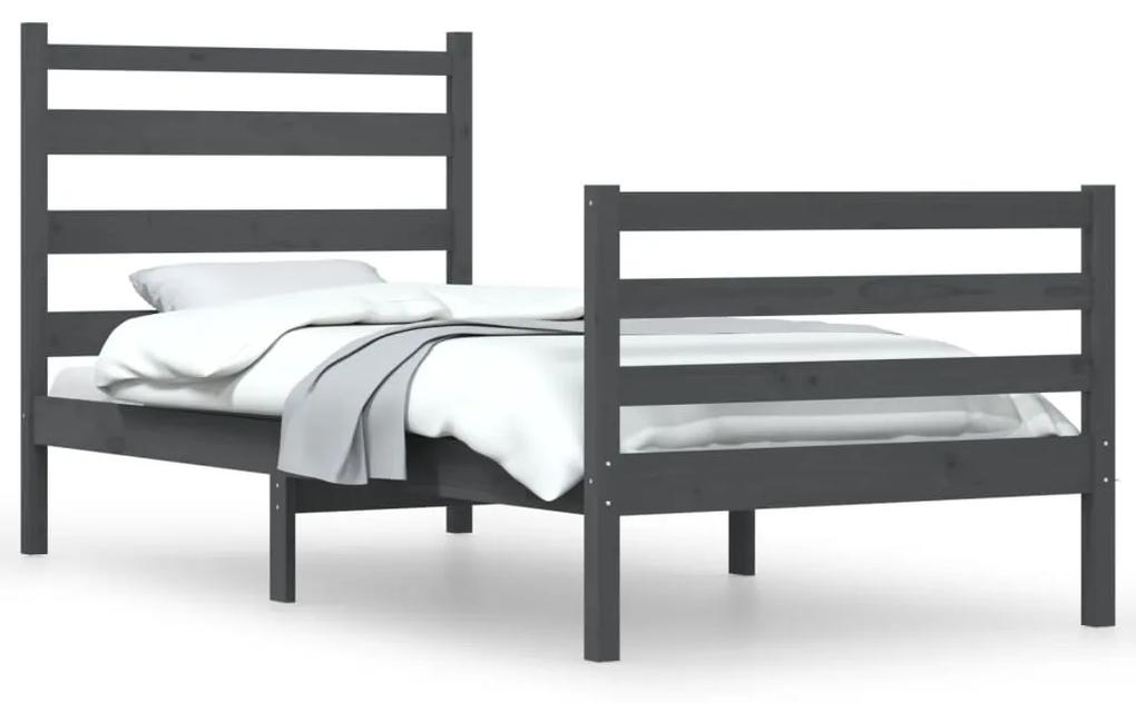3103700 vidaXL Cadru de pat, 90x200 cm, lemn masiv de pin, gri