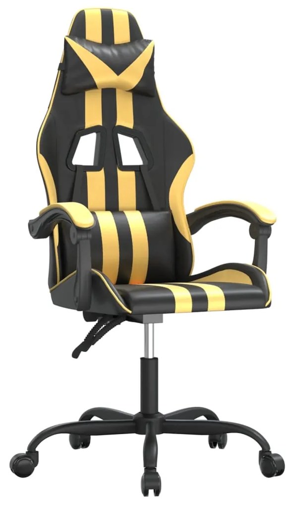 3143820 vidaXL Scaun de jocuri, negru și auriu, piele ecologică