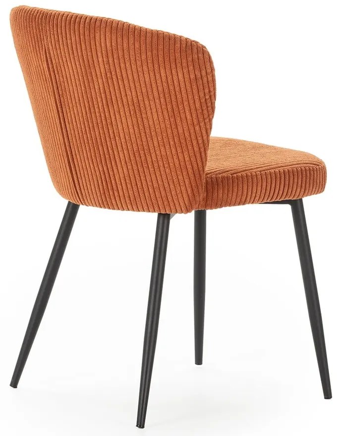 Scaune de dining portocalii 4 buc. din catifea reiată Megan – Marckeric