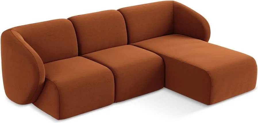 Colțar teracotă cu tapițerie din catifea (cu colț pe partea dreaptă/cu șezlong) Lani – Makamii