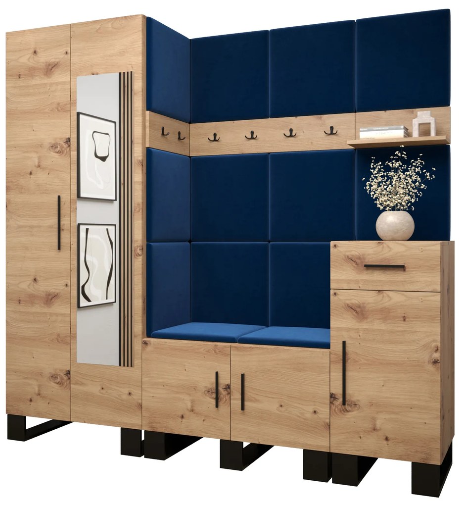 Set mobilier pentru hol Amanda 13 (Stejar artisan + Albastru). 1085970