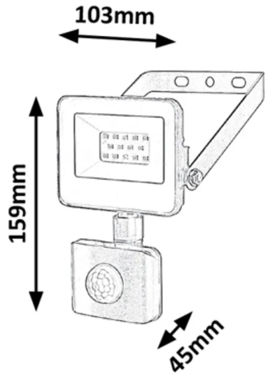Proiector cu reflector LED de exterior cu senzor de miscare IP44 Flood 10W