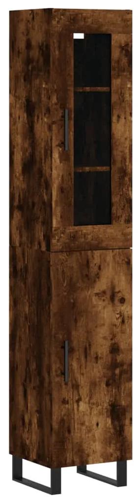 3199198 vidaXL Dulap înalt, stejar fumuriu, 34,5x34x180 cm, lemn prelucrat