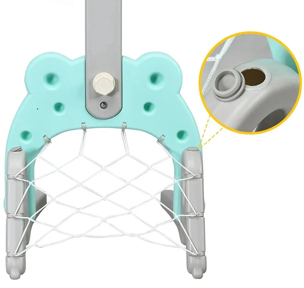 Panou de baschet 3 în 1 cu înălțime reglabilă și joc de aruncare inele, albastru