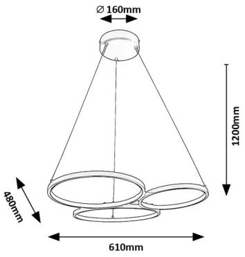 Lustră LED pe cablu Rabalux 72297 FORMAND LED/38W/230V negru