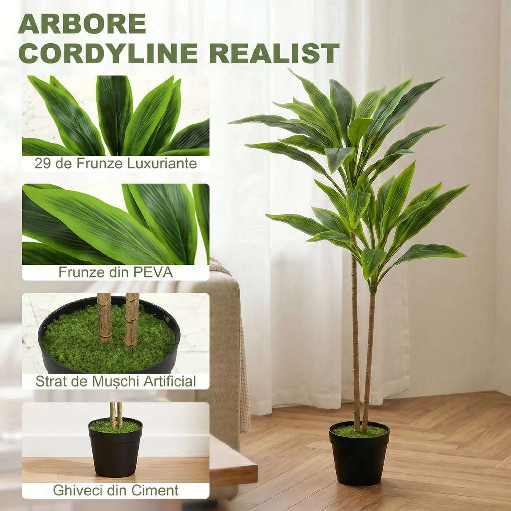 HOMCOM arbori decorativi artificiali mari pentru birouri, intrări, interior, plante decorative false | Aosom Romania