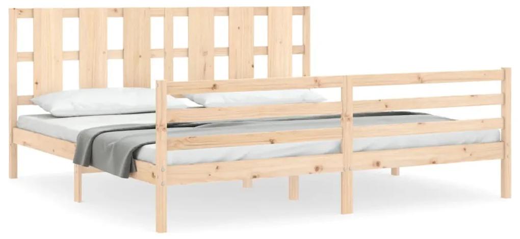 3194136 vidaXL Cadru pat cu tăblie 200x200 cm, lemn masiv de pin