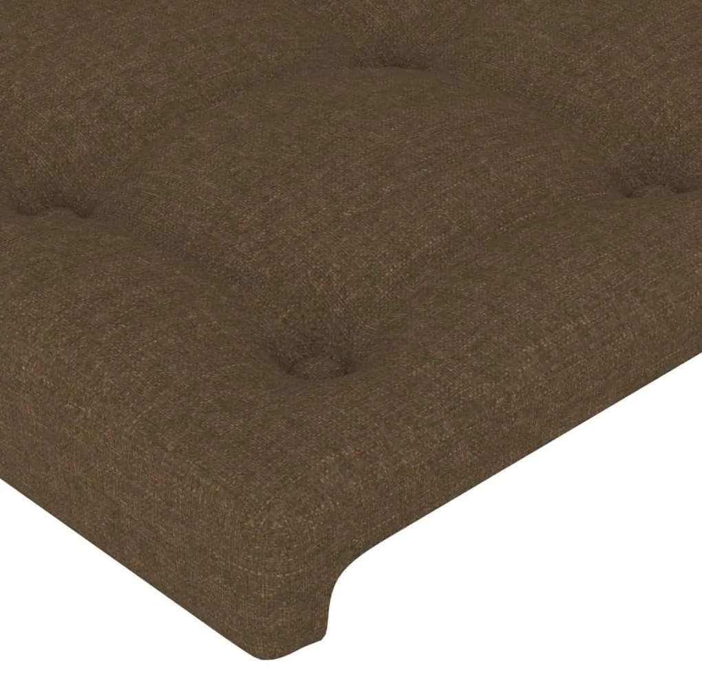 Cadru de pat cu tablie, maro inchis, 90x200 cm, textil Maro inchis, 90 x 200 cm, Nasturi de tapiterie
