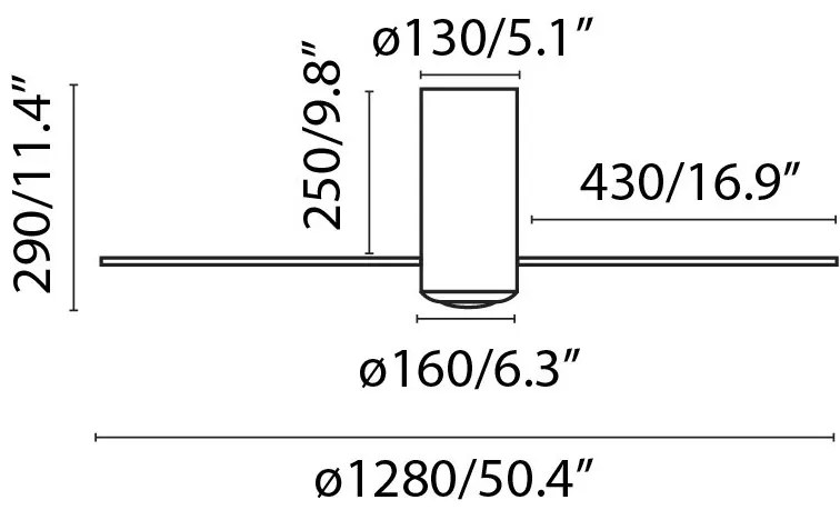 Lustra cu Ventilator si telecomanda MINI TUBE M LED negru/transparent