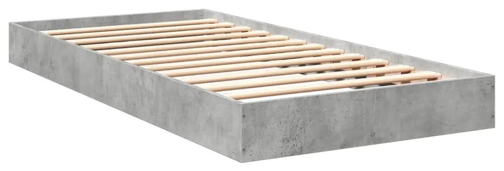 842066 vidaXL Cadru de pat, gri beton, 90x200 cm, lemn prelucrat