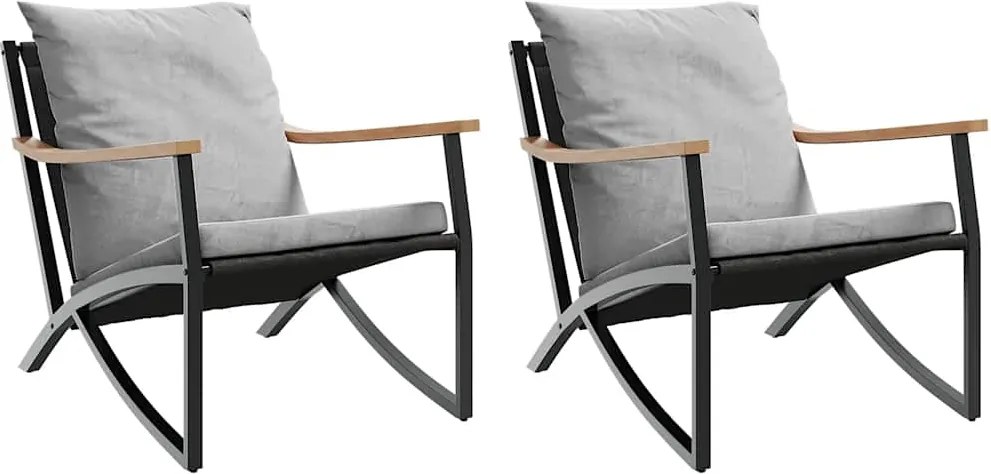 vidaXL Scaune de grădină cu perne, 2 buc., negru, oțel