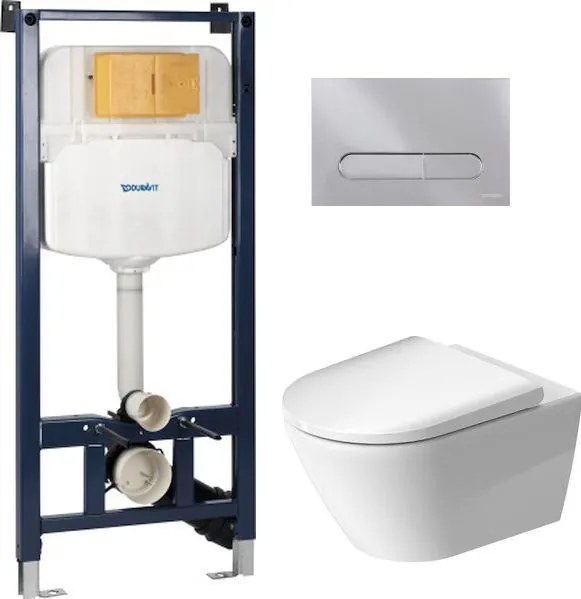 Set vas WC cu capac soft-close Duravit D-Neo 45770900A1, cadru încastrat Duravit DuraSystem WD1029000000, WD5009021000