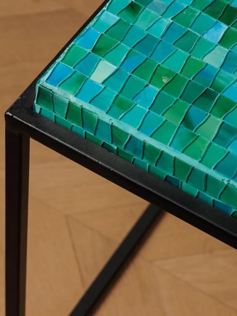 Masuta laterala, din metal si ceramica, Mosaic