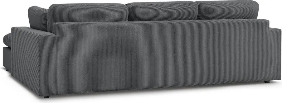 Colțar gri închis cu tapițerie din catifea reiată Belair – Bobochic Paris