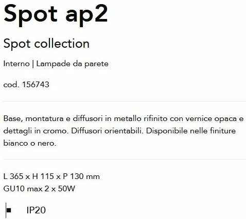 Aplica perete design modern minimalist Spot ap2 negru