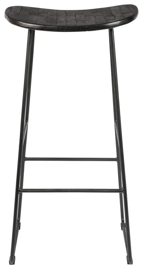 Scaun de bar negru din lemn de tec (înălțime șezut 76 cm) Tangle – White Label