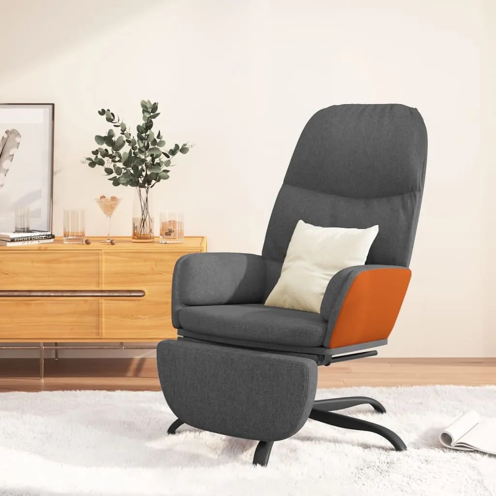 3097395 vidaXL Scaun de relaxare cu taburet, gri închis, material textil
