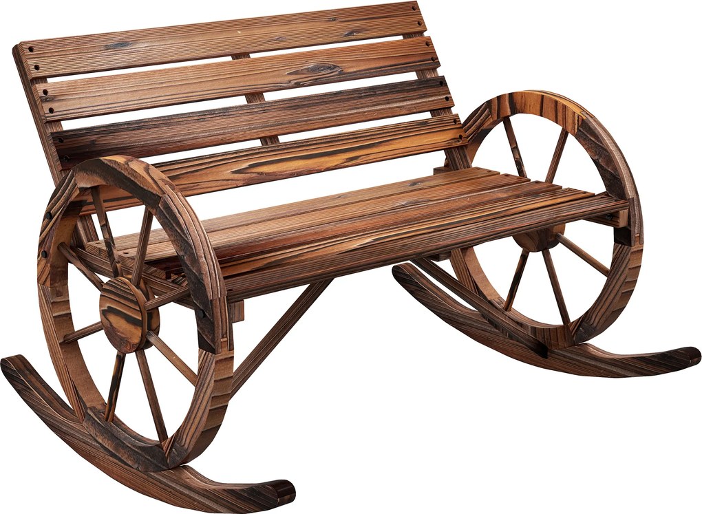 Outsunny Bancă balansoar pentru grădină, balansoar pentru 2 persoane, cu cotiere în formă de roată, pentru balcon, grădină, terasă, carbonizat. | Aosom Romania