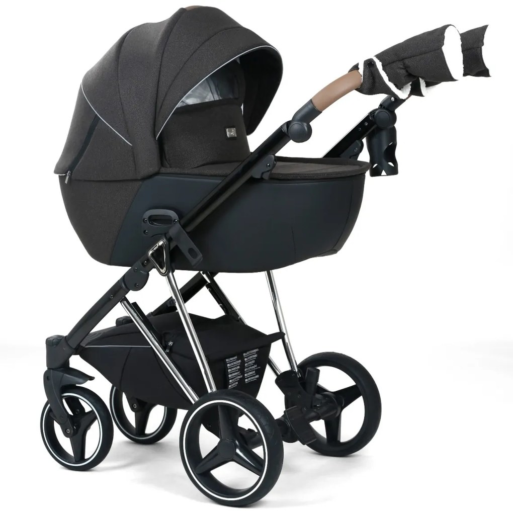 Carucior 3 in 1: Cadru usor din aluminiu, Landou confortabil, Varianta sport ergonomica, Scoica auto - CPC-66-negru