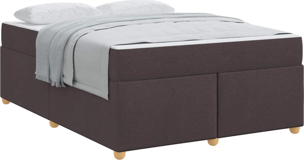 vidaXL Cadru de pat cu saltea Maro închis 140 x 200 cm țesătură