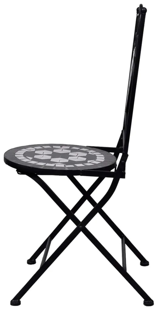 Set de bistro mozaic, 3 piese, negru alb, placa ceramica Alb si negru, Patrat, 3