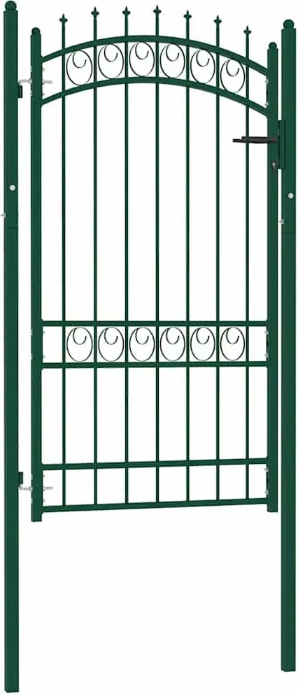vidaXL Poartă de gard Emmen cu țăruși din oțel, verde, 103x134,5 cm