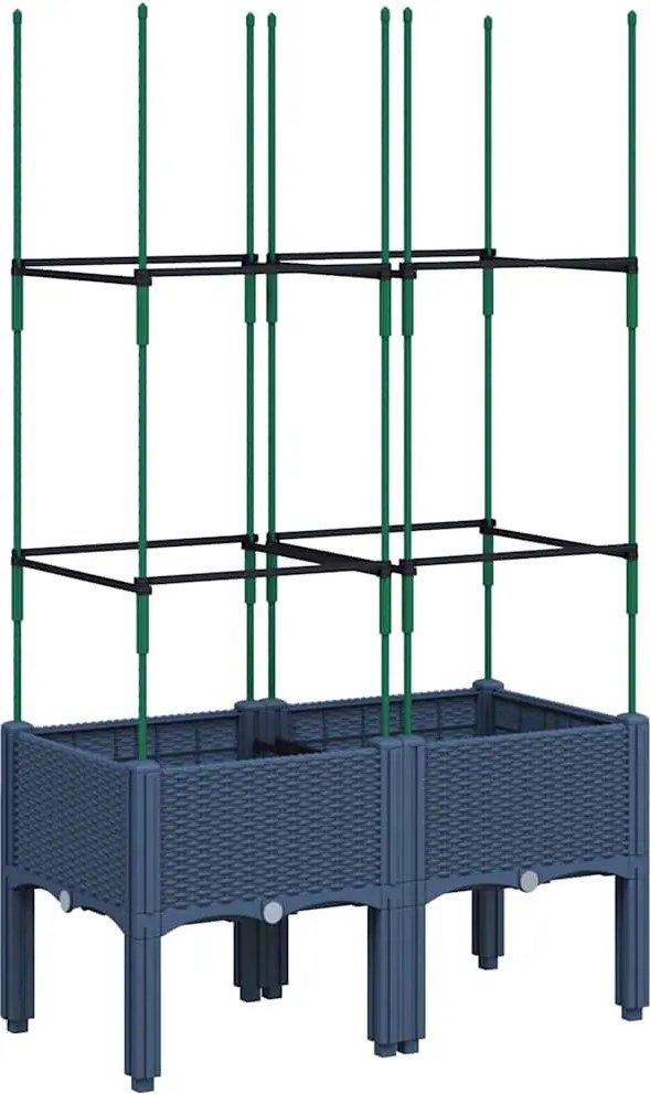 vidaXL Jardinieră de grădină cu spalier, albastru gri, 80x40x142,5 cm, PP