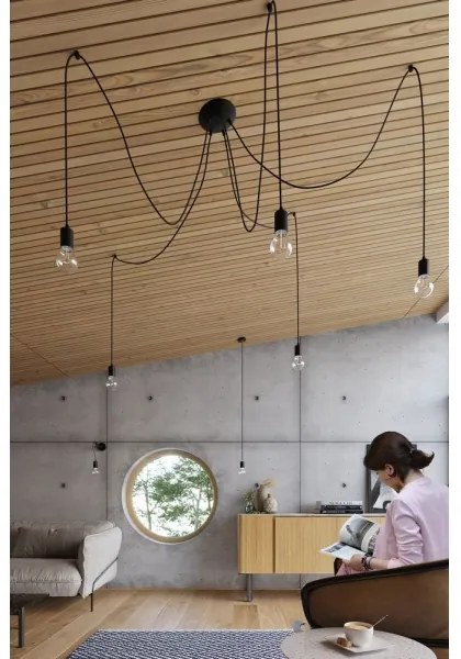 Lustră pe cablu EDISON 5 5xE27/60W/230V negru