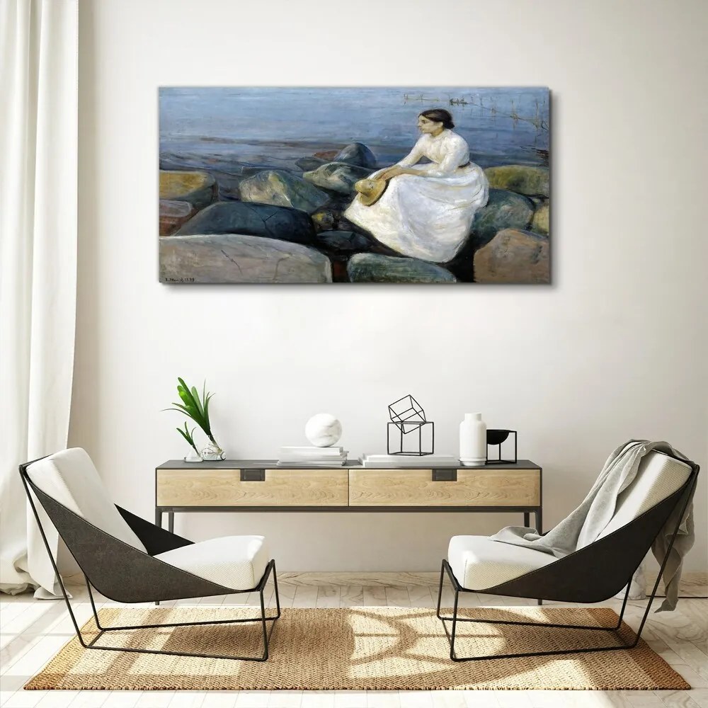 Tablou canvas Plaja de noapte de vară de Edvard Munch