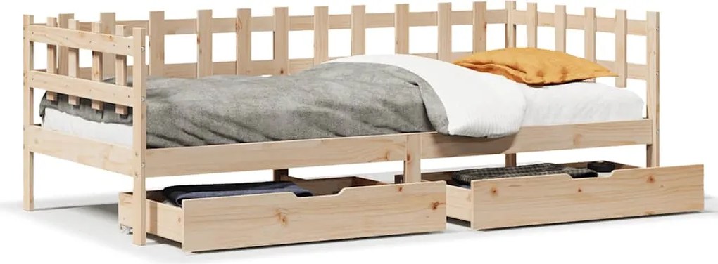 vidaXL Pat de zi cu sertare, 90x190 cm, lemn masiv de pin