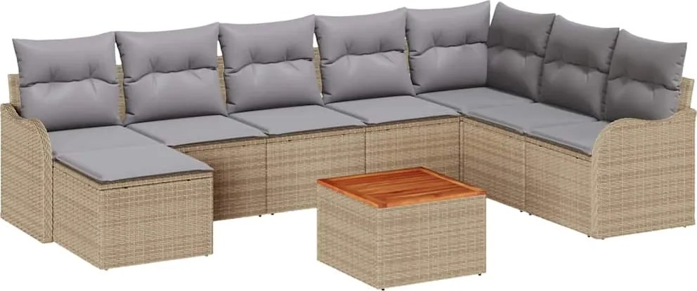 vidaXL Set de canapele pentru grădină 9 pcs Beige și gri deschis