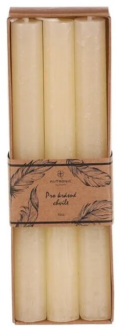 Set de lumânări conice, bej, 6 bucăți, parafină