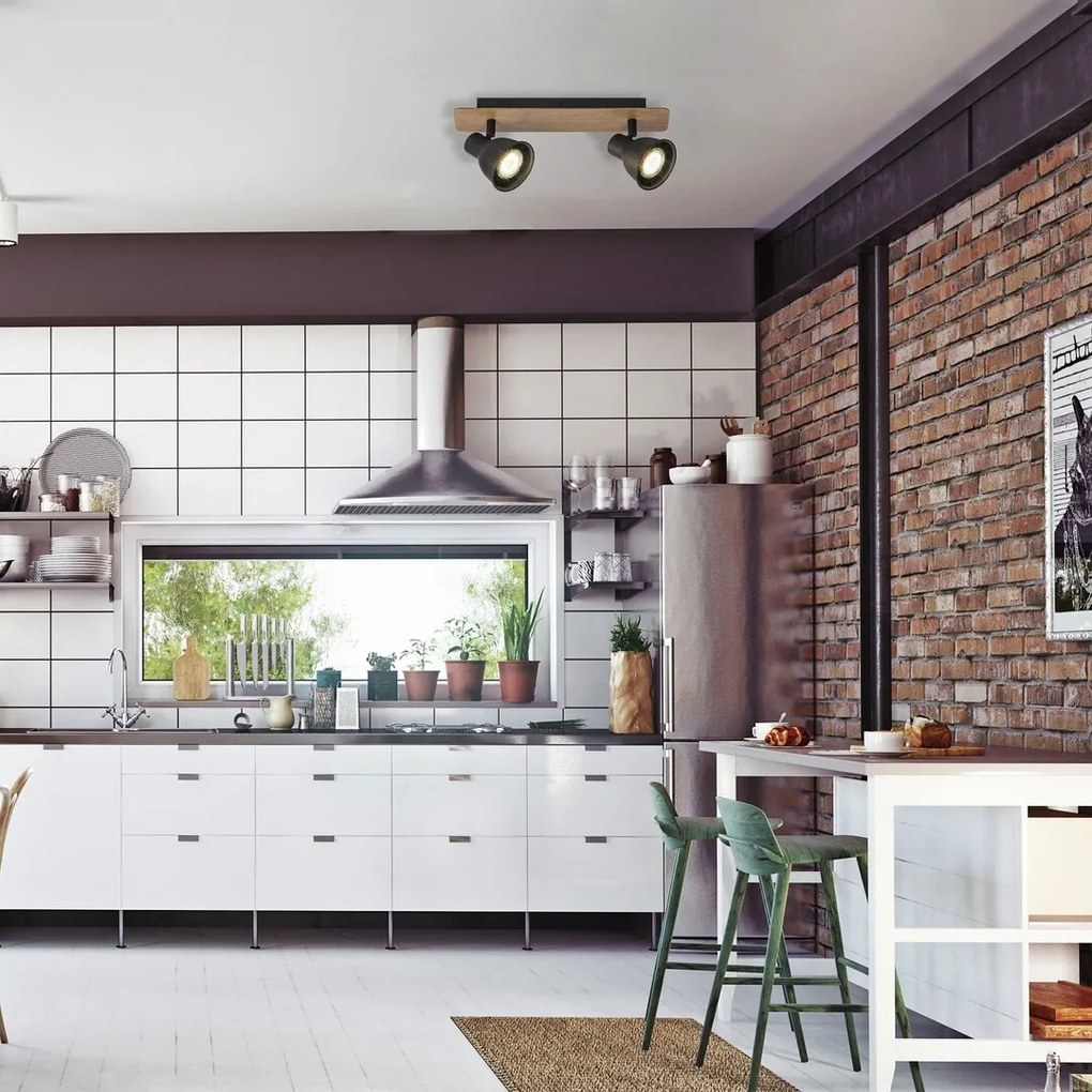 Aplica 2 spoturi design industrial metalica MAC negru 5903 RX