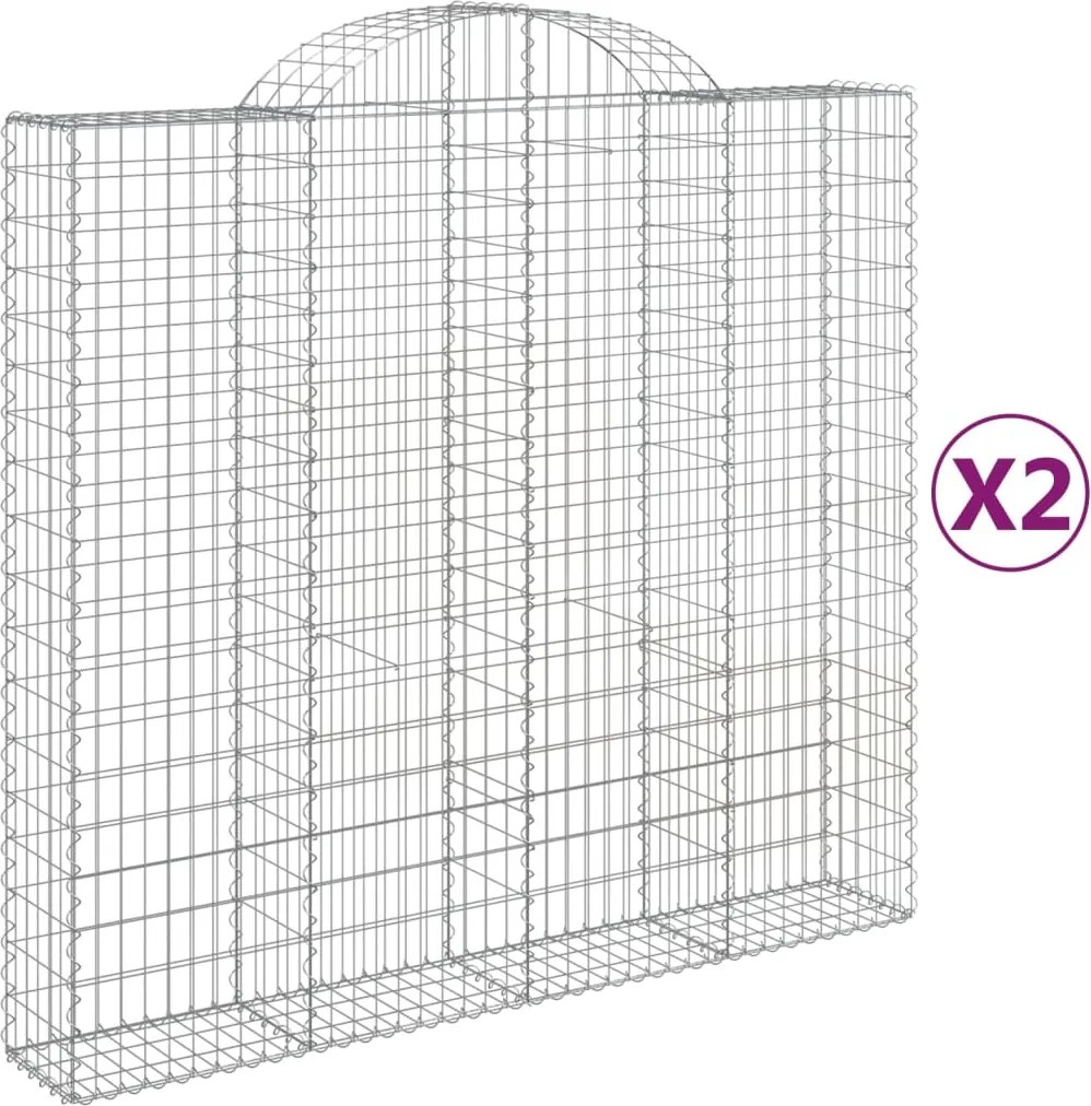 vidaXL Coșuri gabion arcuite 2 buc, 200x50x180/200 cm, fier galvanizat